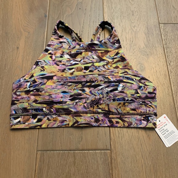 Lululemon Seawheeze Super Sonic Alpine White Purple Multi Energy Bra High Neck - Picture 3 of 6